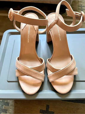 Antonio Melani Alice Suede Block Heel Sandals Nude